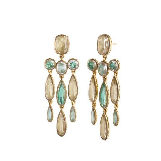 White Quartz Catherine Long Girandole Earrings - Main Img