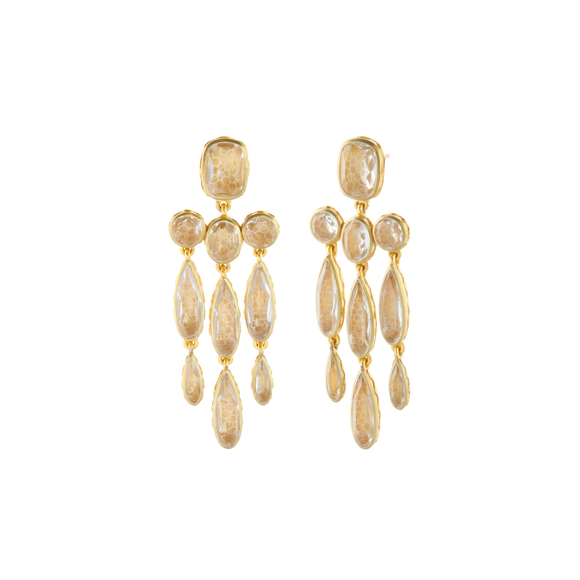 Long White Quartz Girandole Earrings