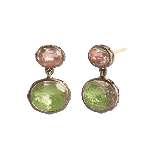 Larkspur & Hawk Catherine Oval 2 Drop Post Earrings - Earrings - Broken English Jewelry front and angled view