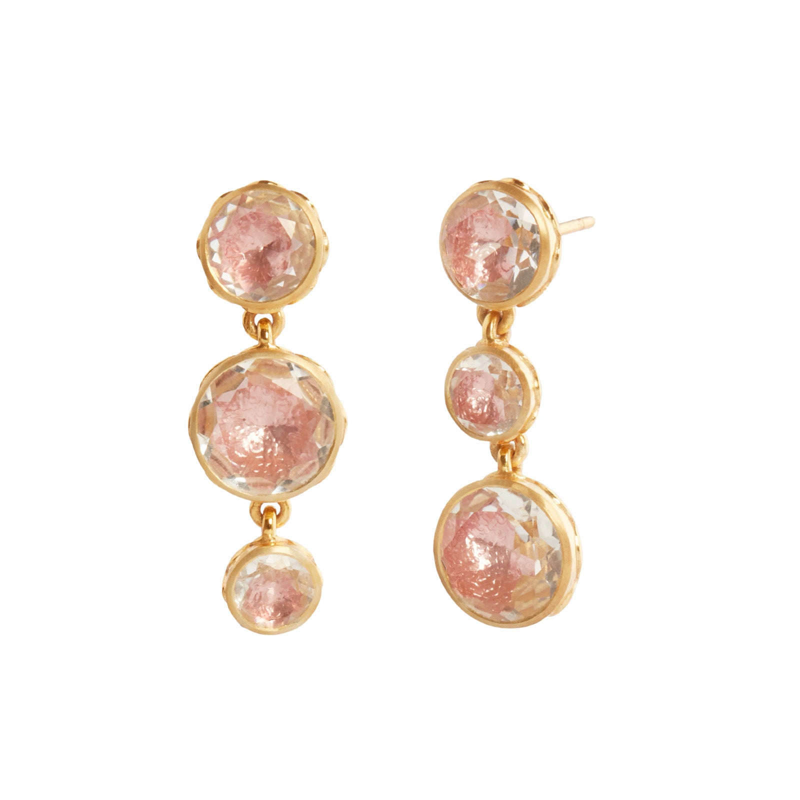 Larkspur & Hawk Catherine Round 3 Drop Earrings - Earrings - Broken English Jewelry front and angled view