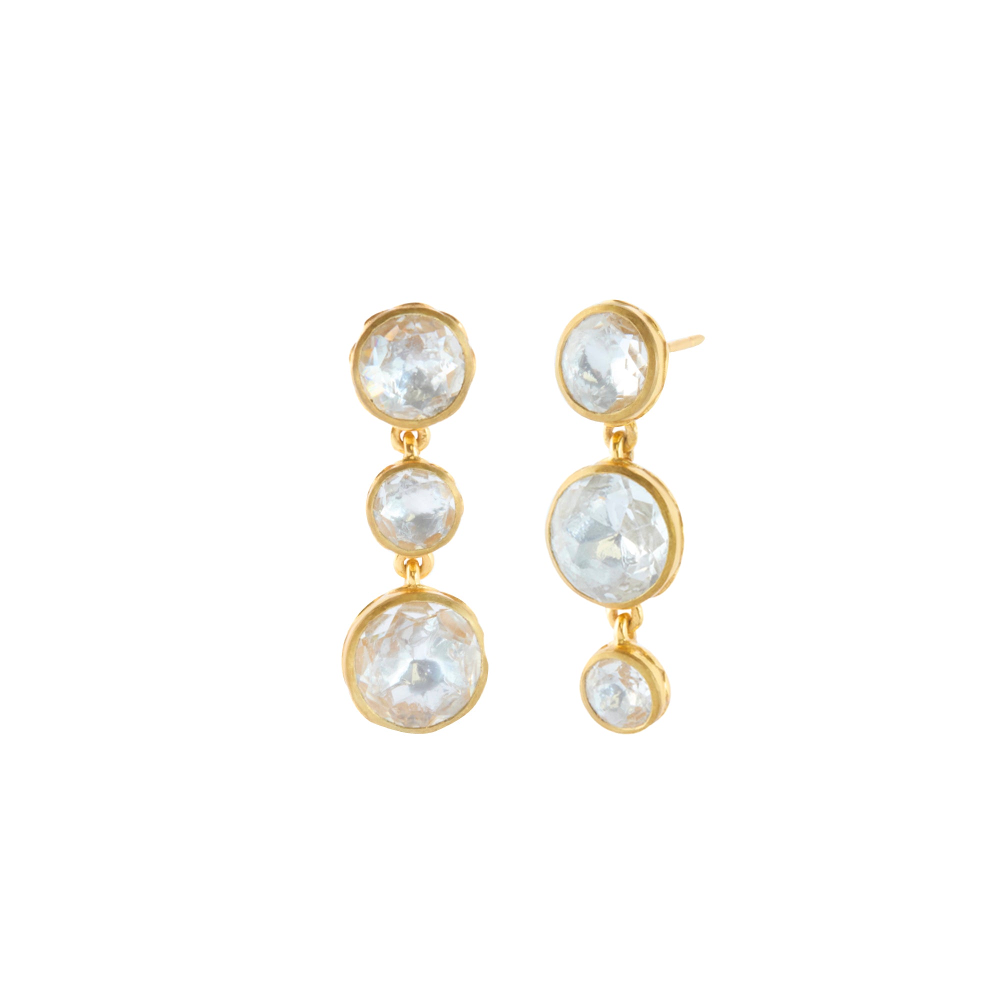 White Quartz Catherine 3 Drop Earrings