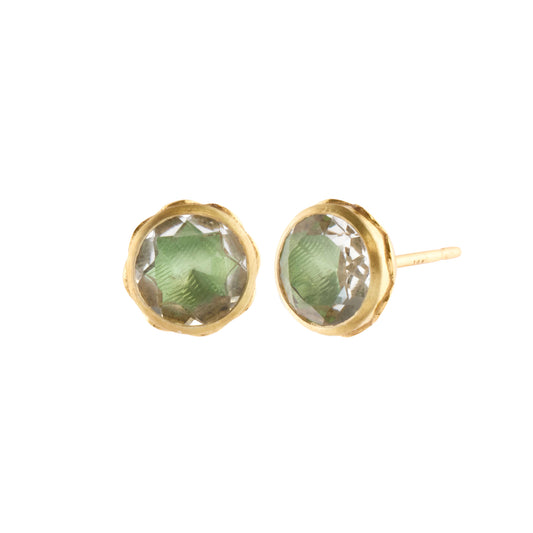 White Quartz Catherine Round Stud Earrings - Main Img