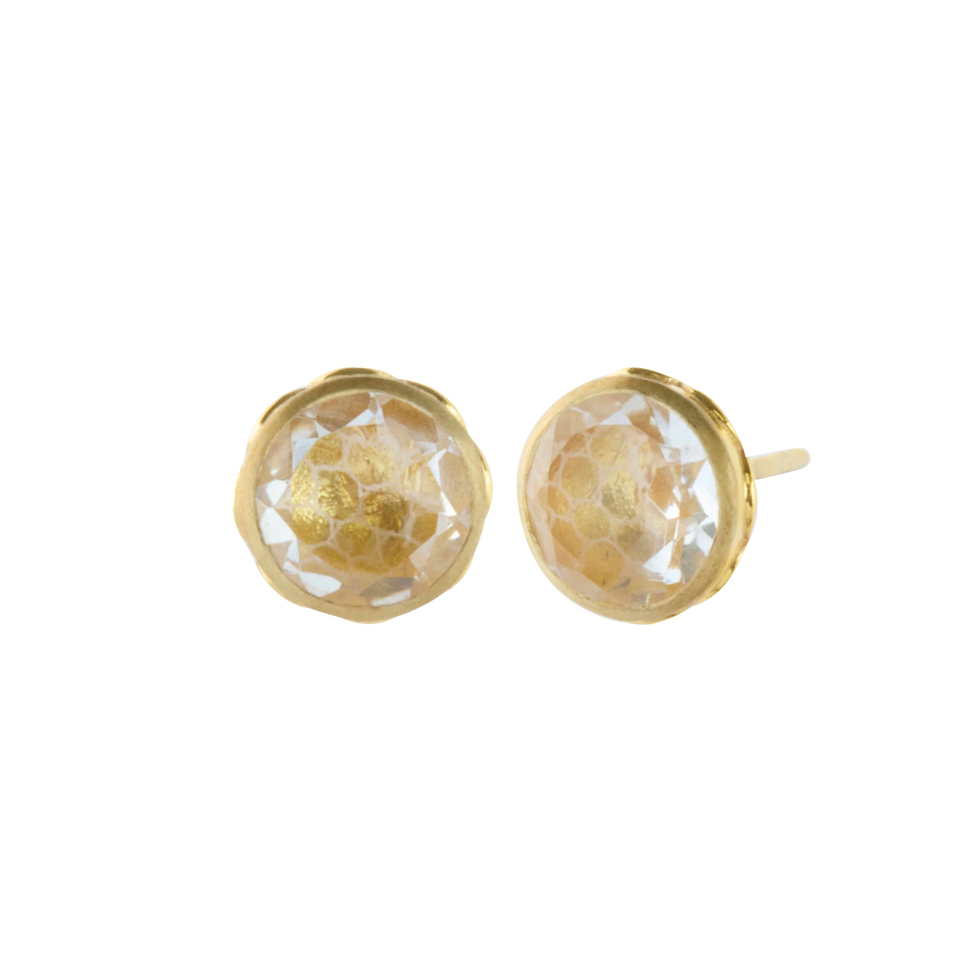 White Quartz Round Bride Stud Earrings