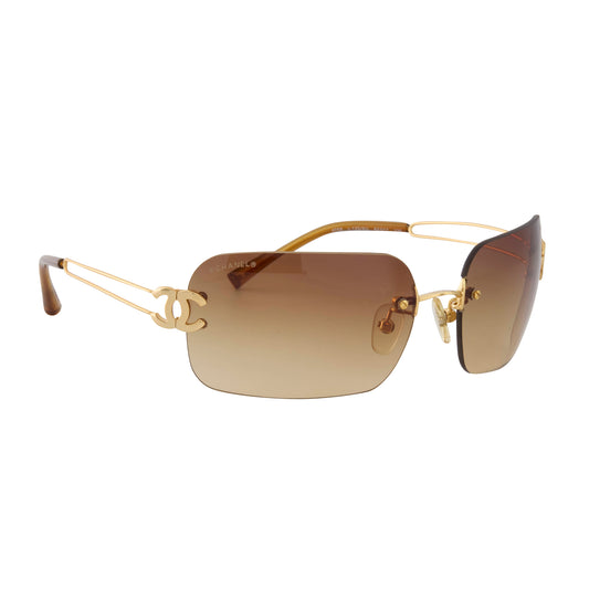 Vintage Chanel Gold and Brown Gradient Sunglasses - Main Img