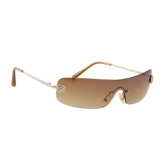 Vintage Chanel Gold and Brown Gradient Shield Sunglasses - Main Img
