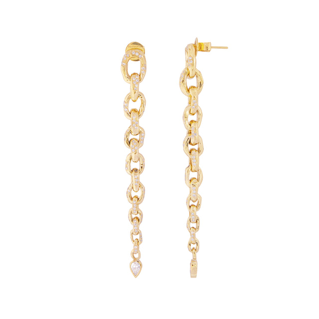 Glacier Edge Earrings - Pear Diamond and Pave Diamond