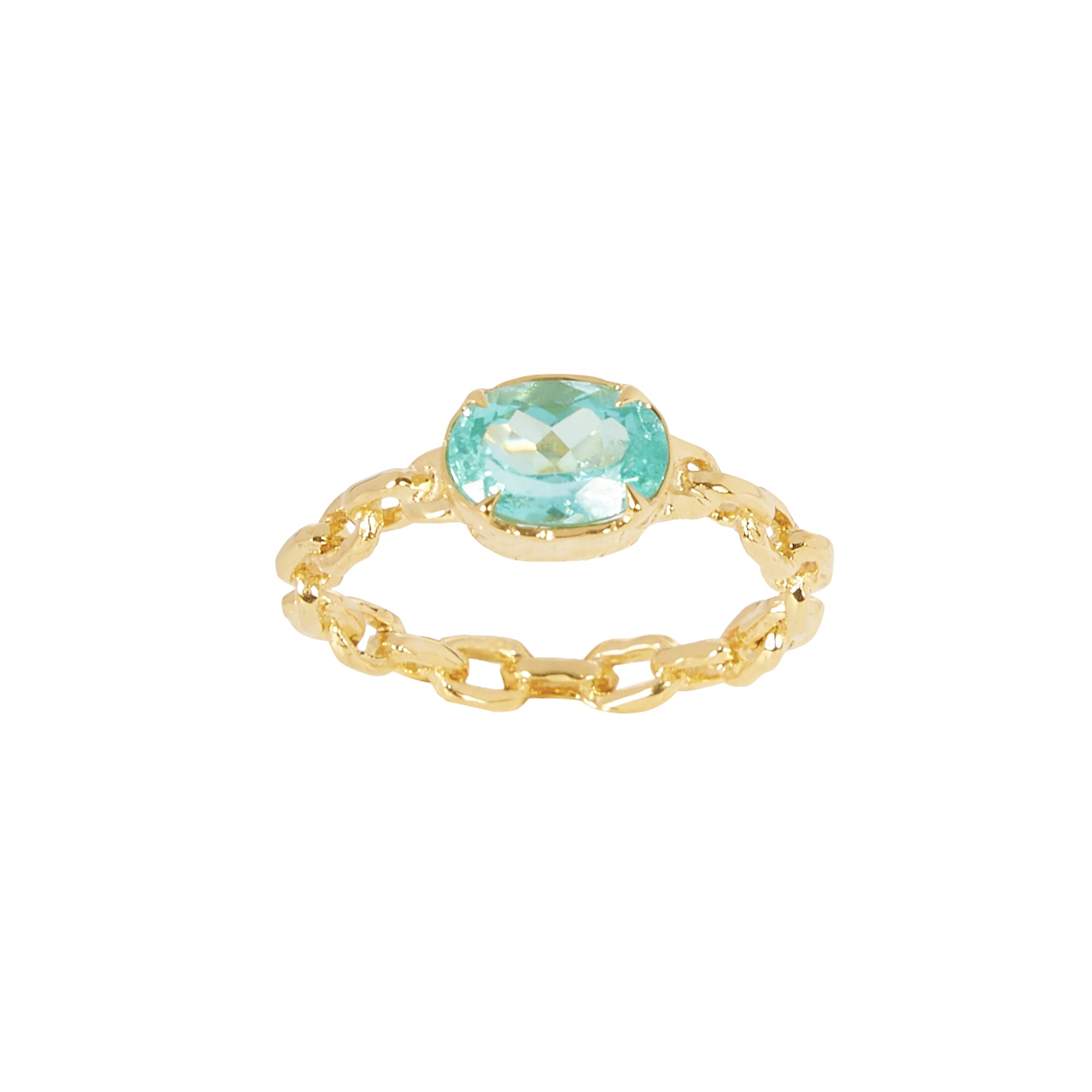 Mint Chain Ring - Oval Paraiba