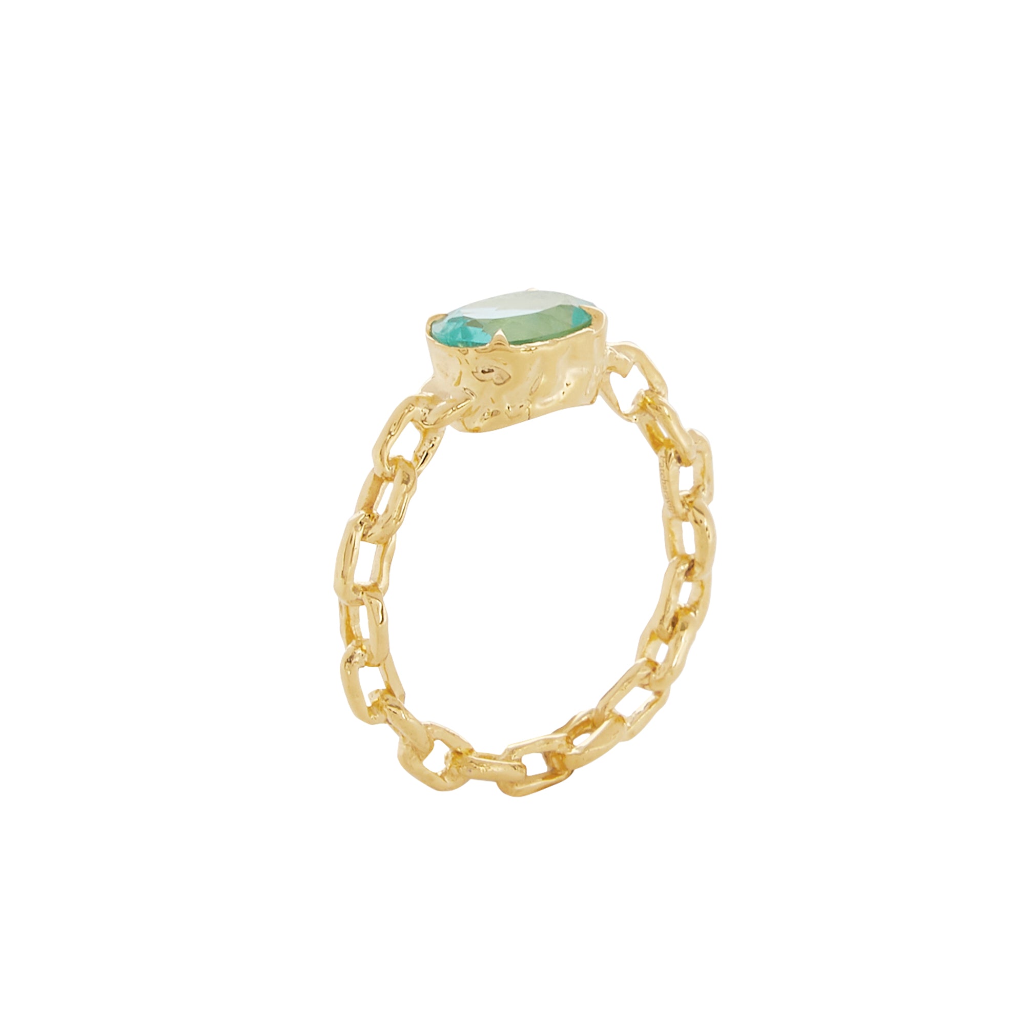 Mint Chain Ring - Oval Paraiba
