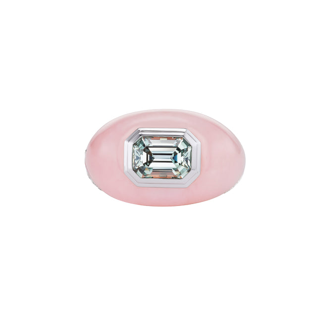 Diamond and Sapphire Pink Opal Ring