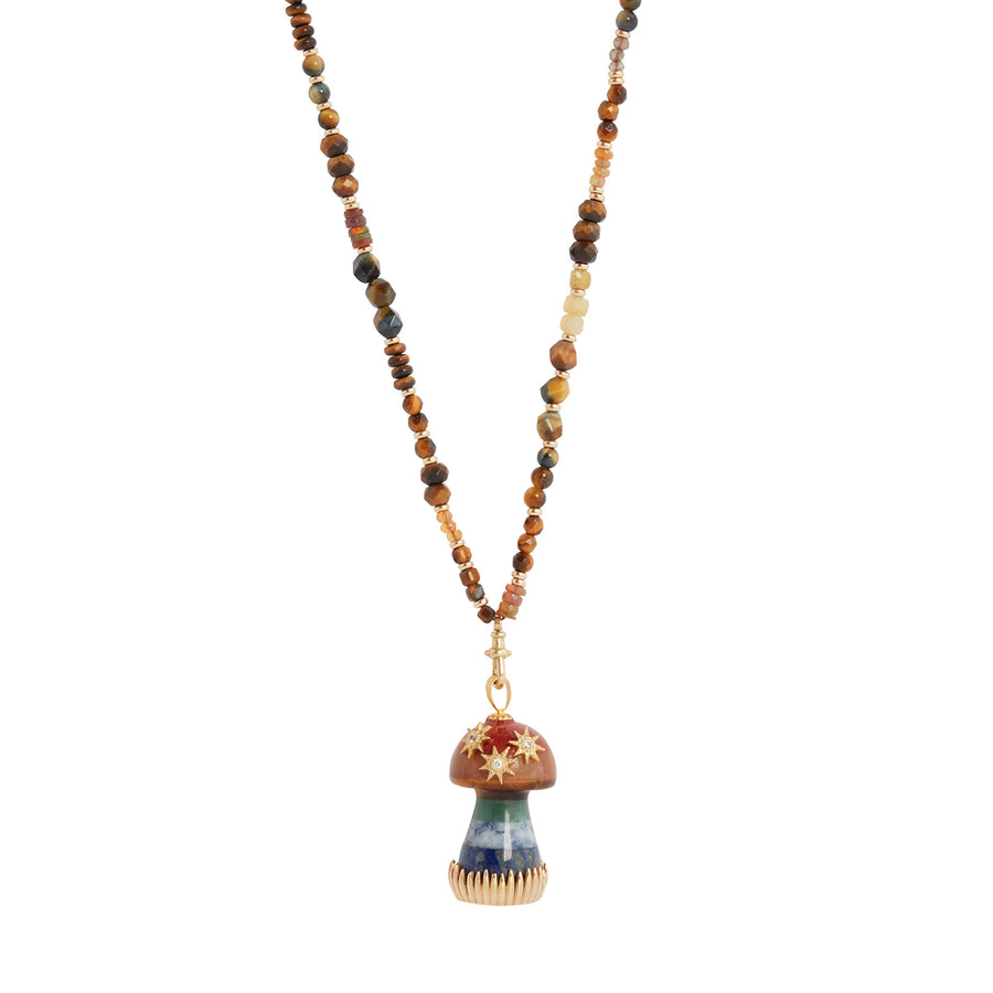 Colette Large Multi Stone Mushroom Charm - Charms & Pendants - Broken English Jewelry on bead necklace