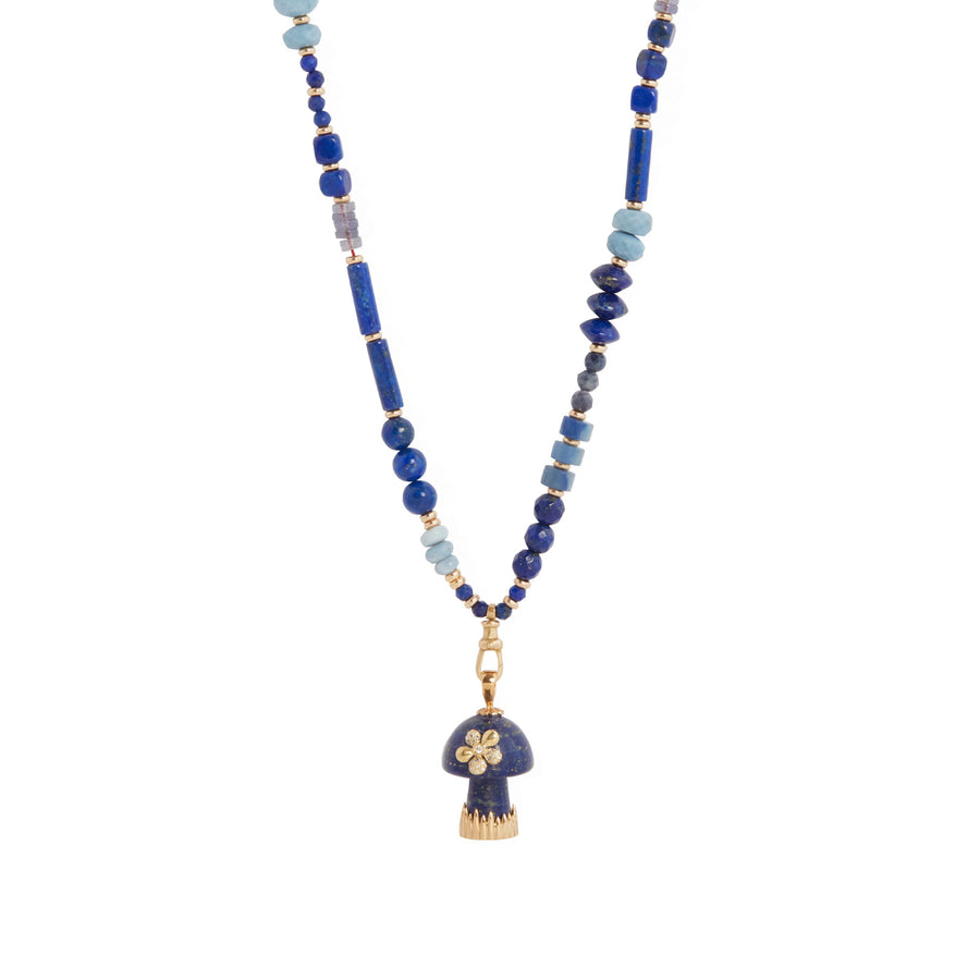 Colette Lapis Mushroom Charm - Charms & Pendants - Broken English Jewelry on bead necklace