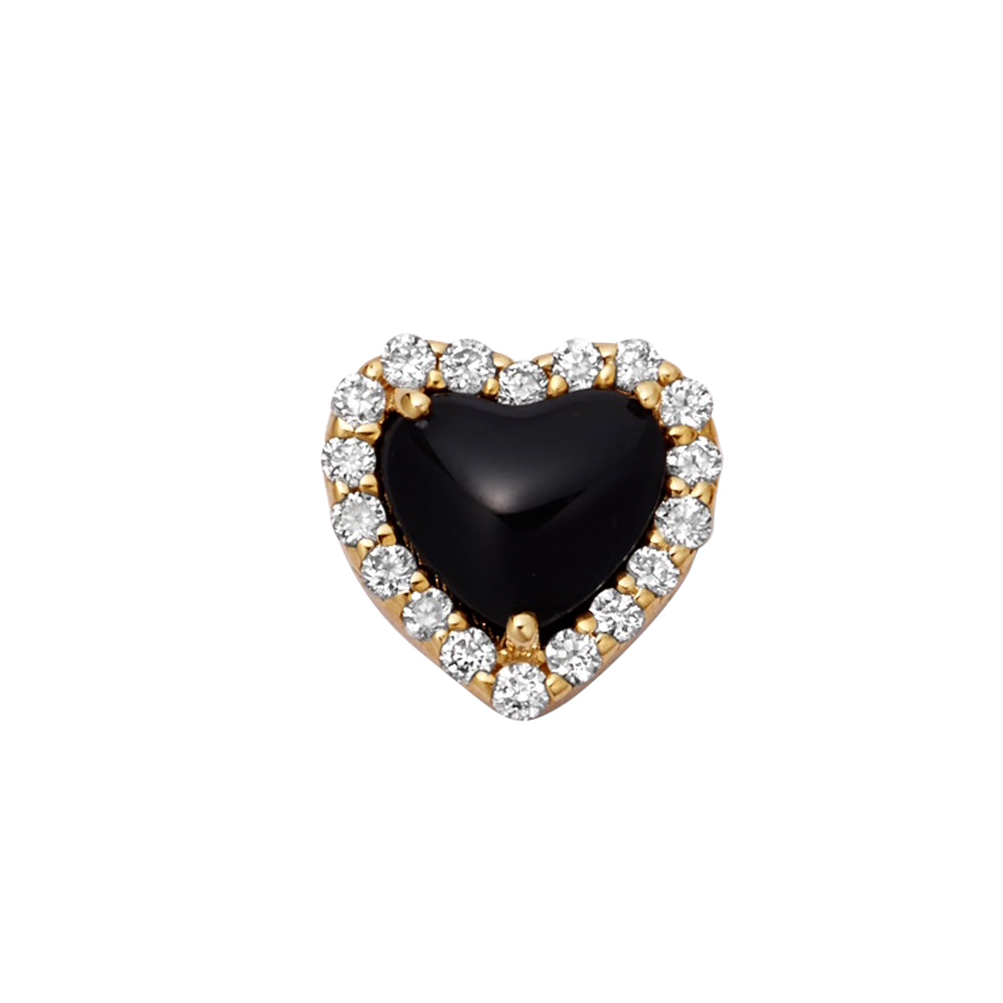 Loquet Charm - Diamond and Black Agate Eclipse Heart Charm