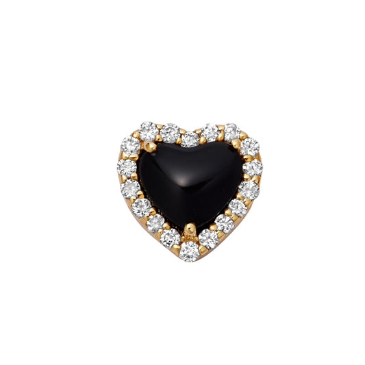 Diamond and Black Agate Eclipse Heart Charm - Main Img