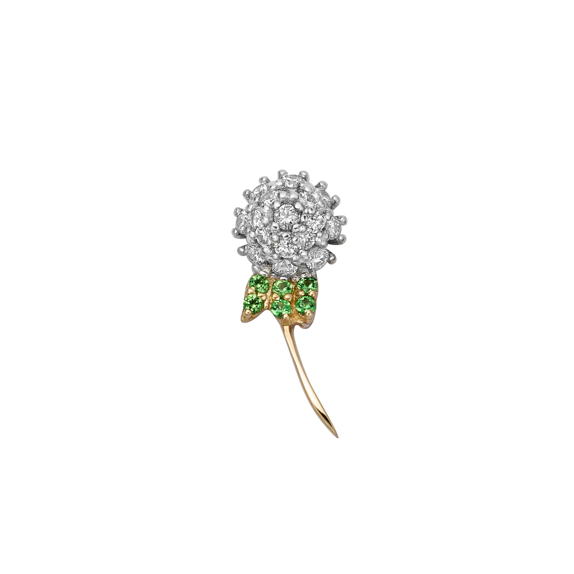 Diamond and Green Garnet Dandelion Charm