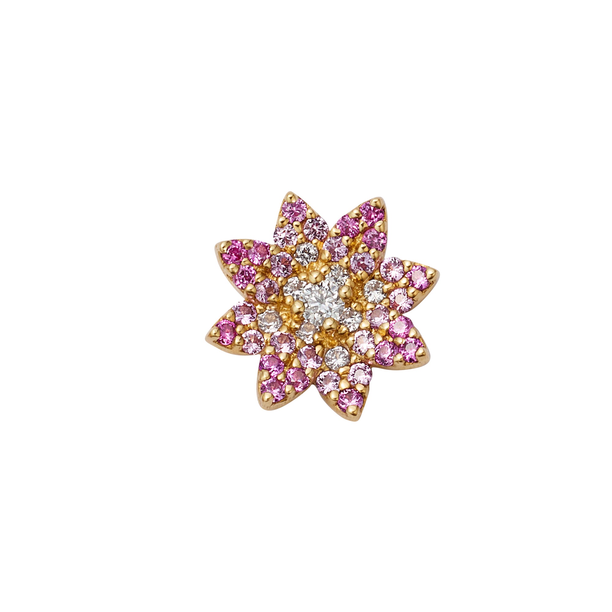 Pink Sapphire and Diamond Lotus Flower Charm