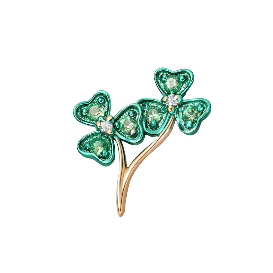 Tsavorite and Diamond Shamrock Charm