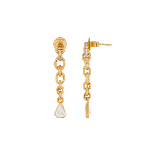 Oval Drop Earrings - Baguette Diamond and Pave Diamond - Main Img