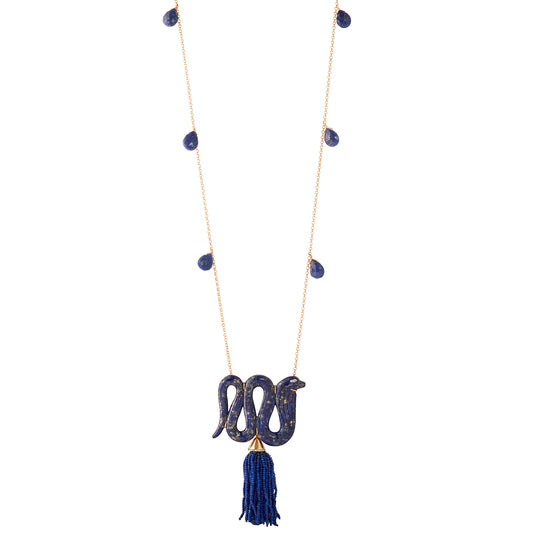 Egypt Snake Necklace - Lapis - Main Img