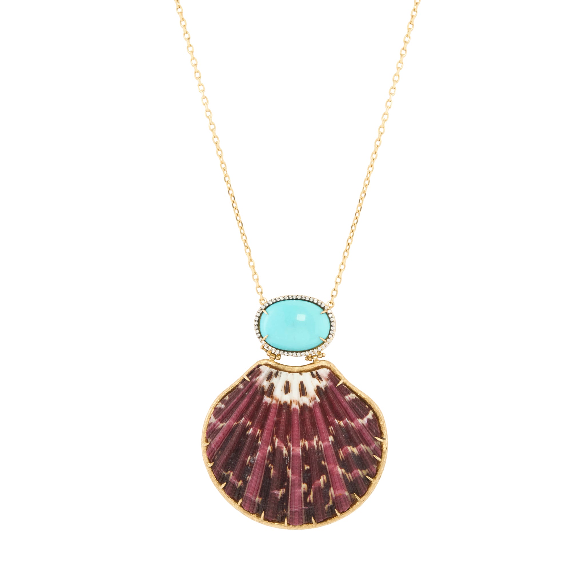 Diamond and Turquoise Natural Shell Necklace