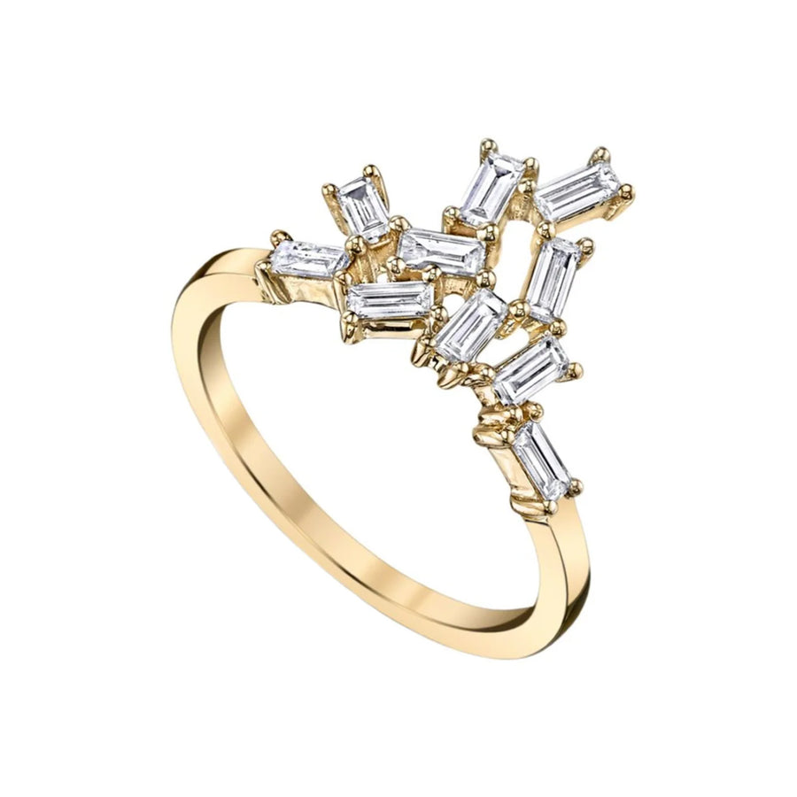 Borgioni Baguette Knuckle Ring - Yellow Gold - Broken English Jewelry front angled view