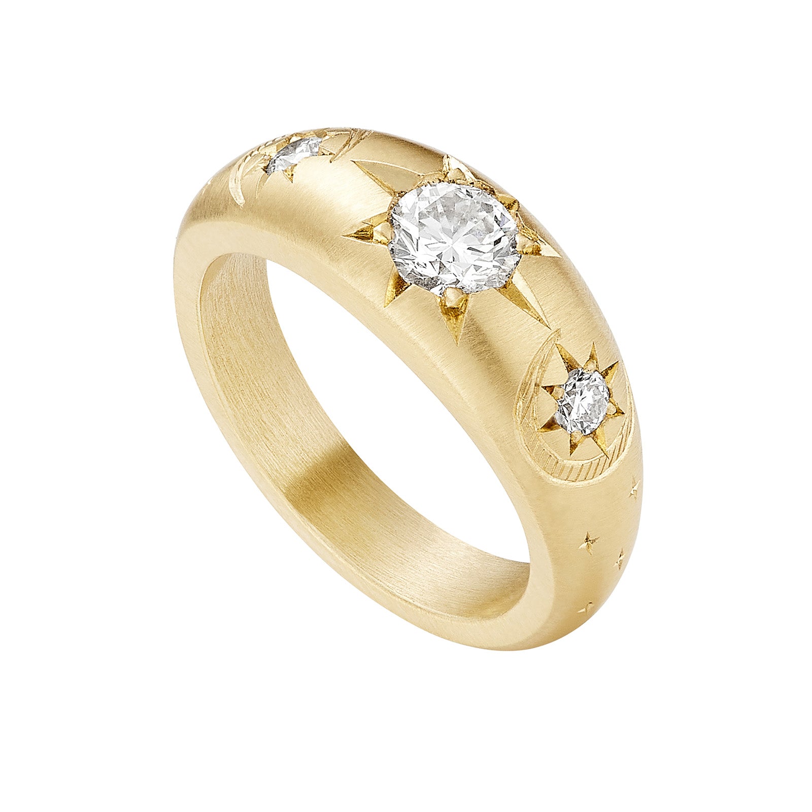 Cece Crescent Moon Ring - Rings - Broken English Jewelry side angled view