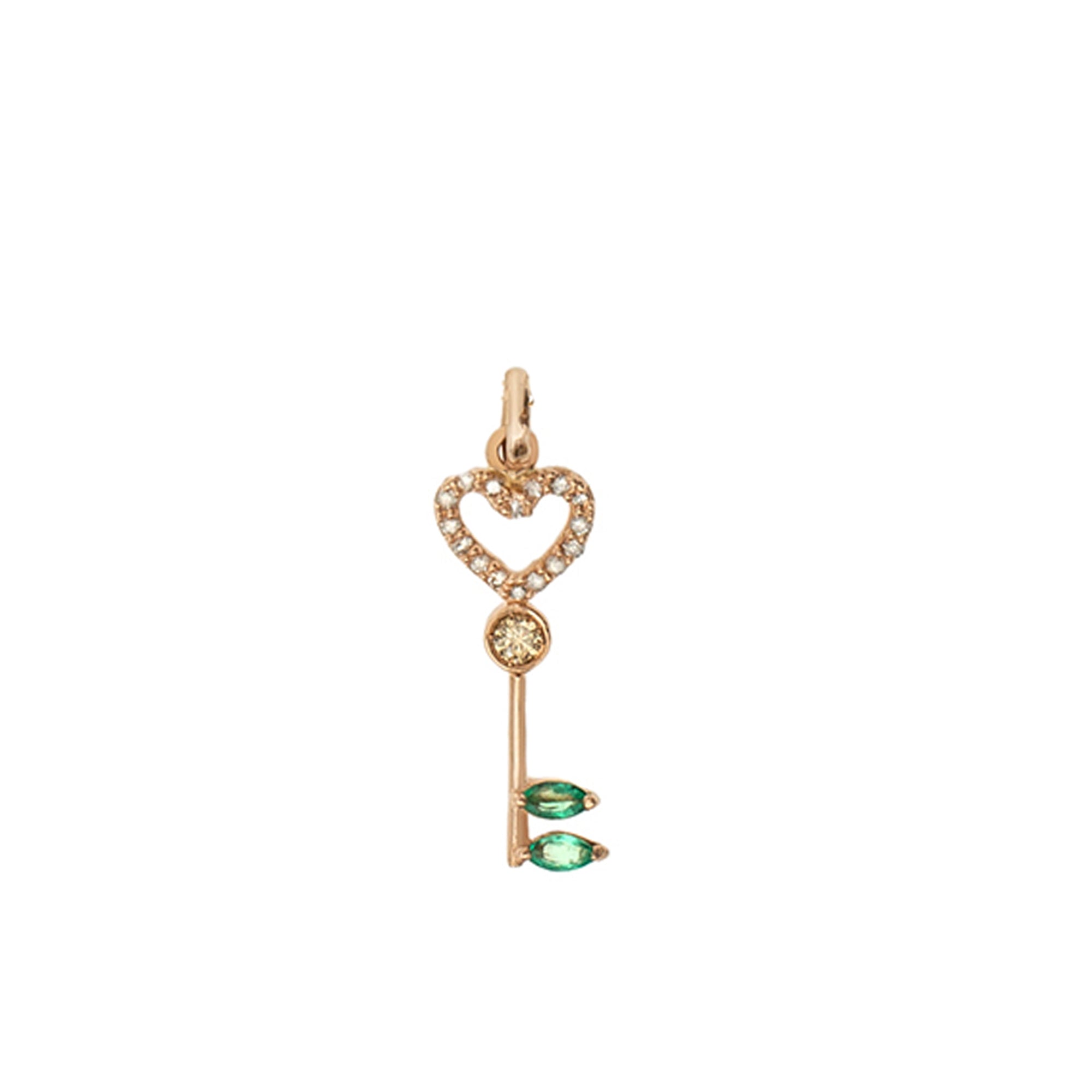 Emerald and Diamond Key Pendant