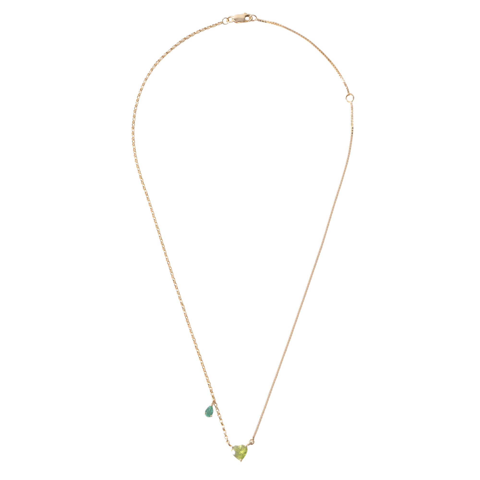 Peridot and Emerald Duo Heart Necklace