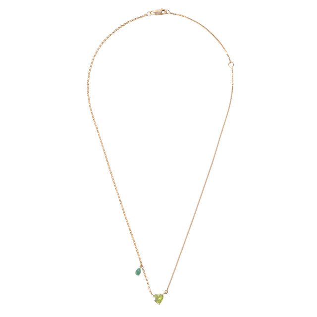 Peridot and Emerald Duo Heart Necklace