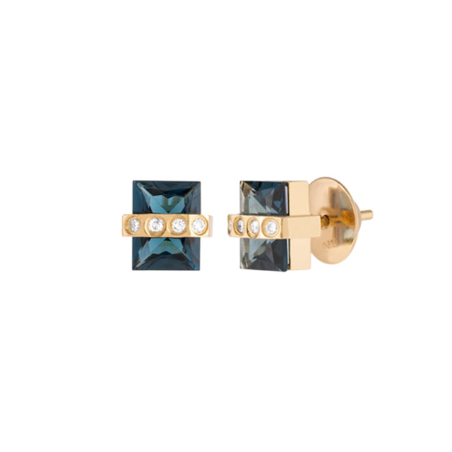 London Topaz and Diamond Stud Earrings