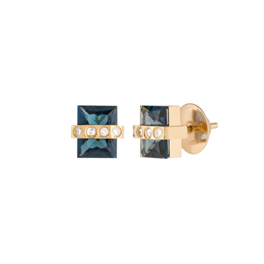 London Topaz and Diamond Stud Earrings