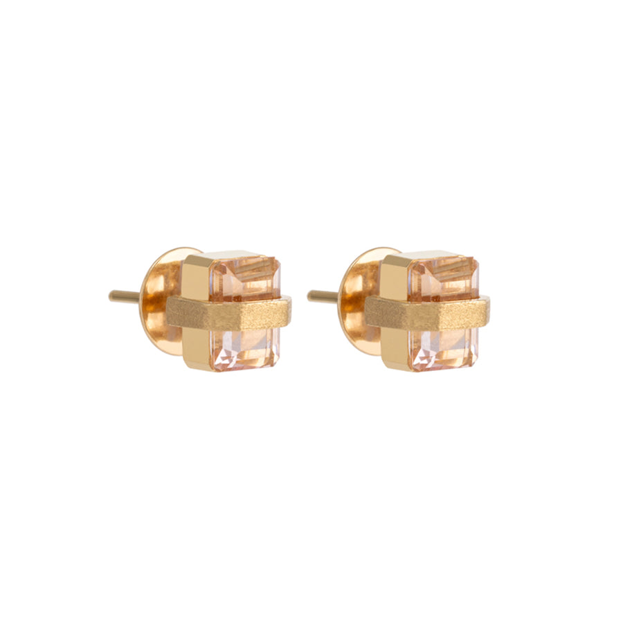 Morganite Cube Stud Earrings