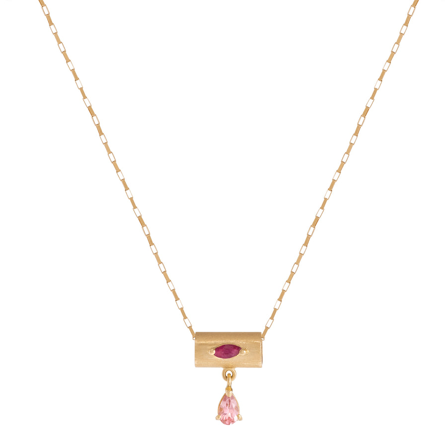 Ruby and Pink Tourmaline La Mere Barrel Pendant