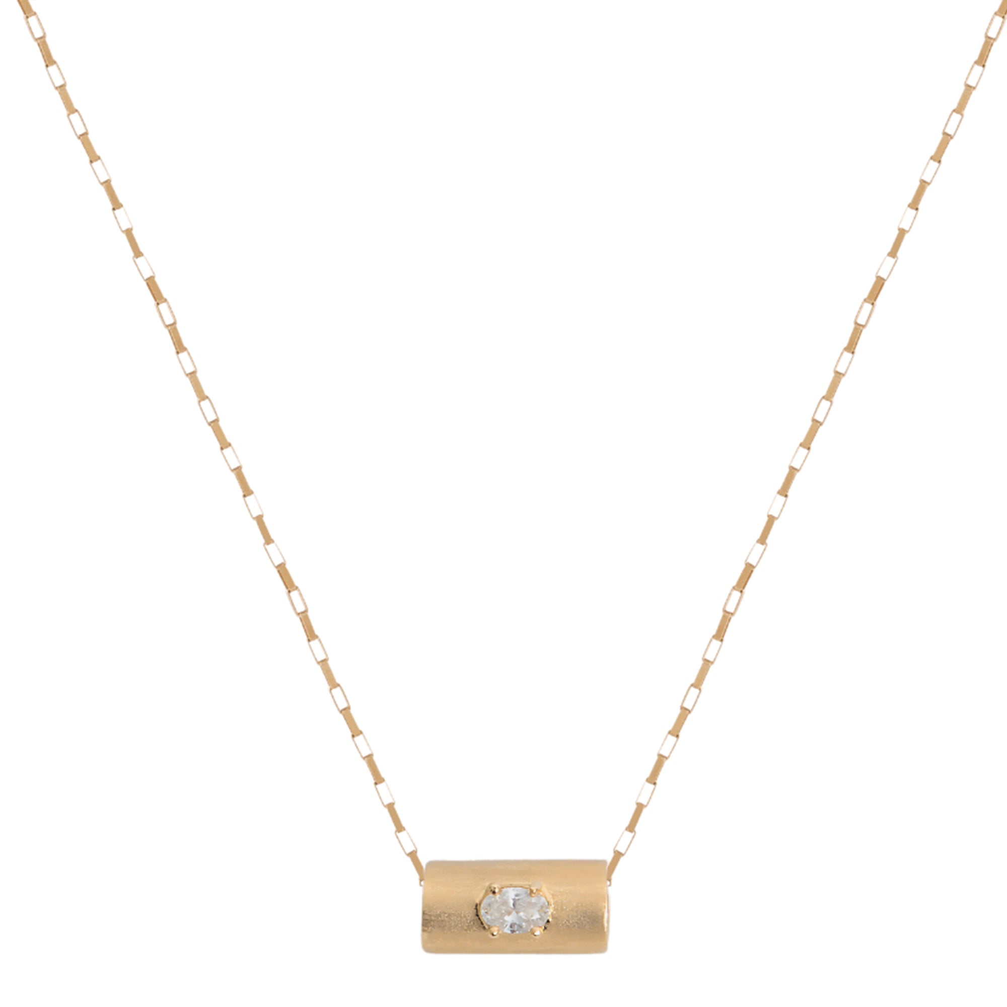 Diamond La Mere Oval Barrel Pendant