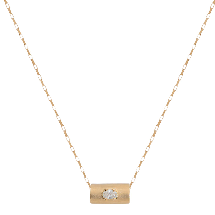 Diamond La Mere Oval Barrel Pendant