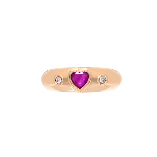 Ruby and Diamond Heart Ring - Main Img