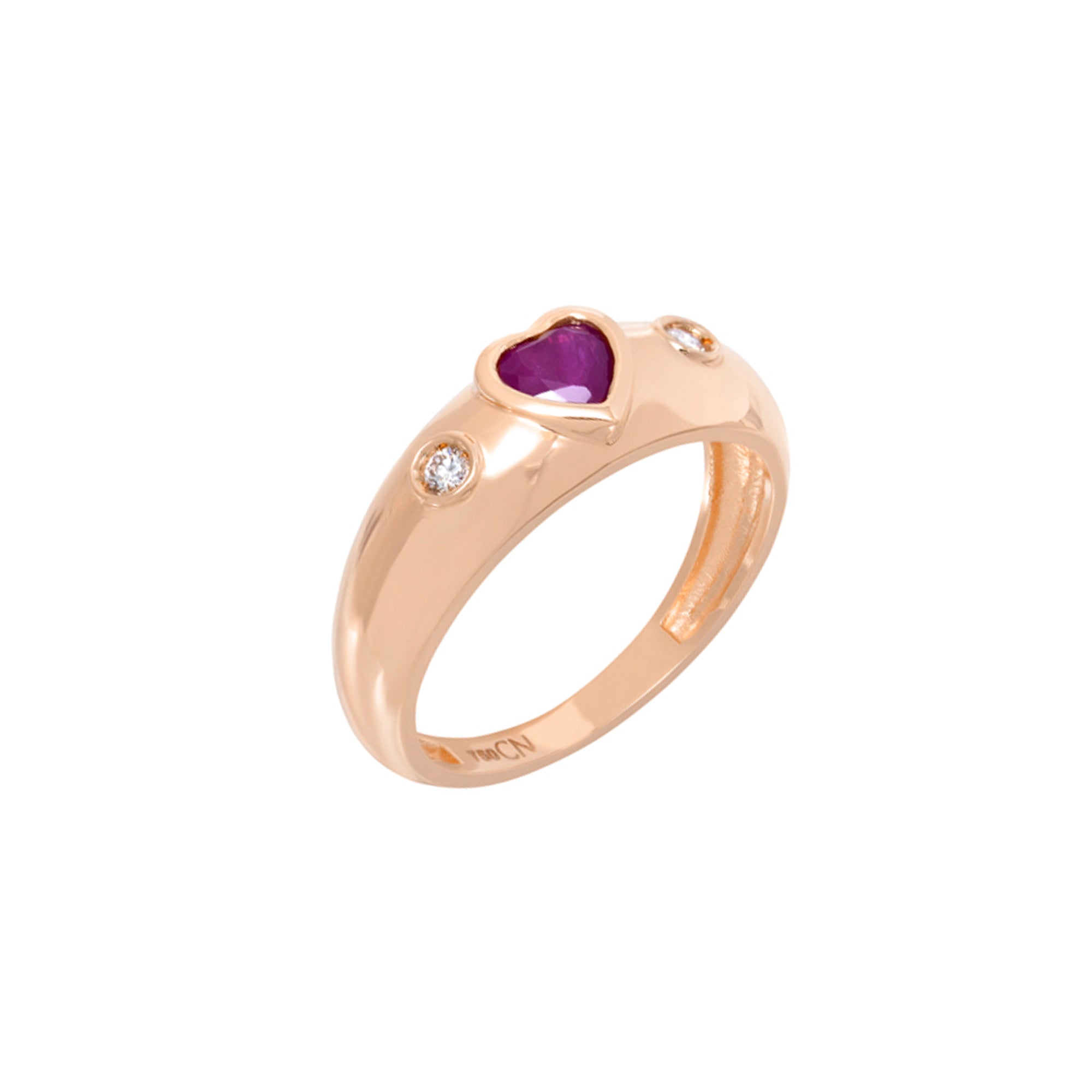 Ruby and Diamond Heart Ring