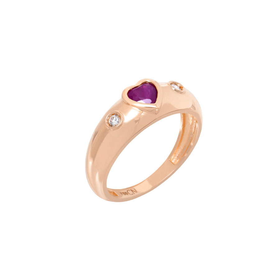 Ruby and Diamond Heart Ring