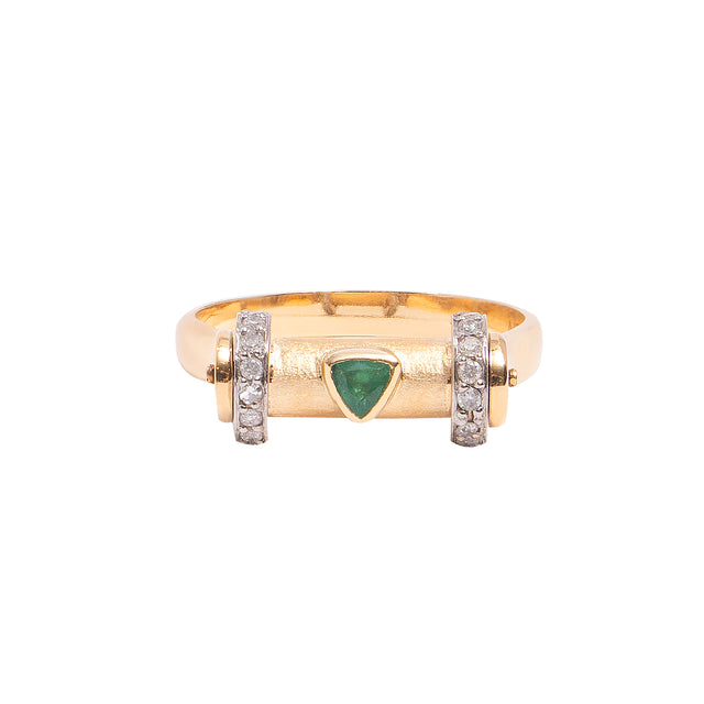 Emerald and Diamond Barrel Ring