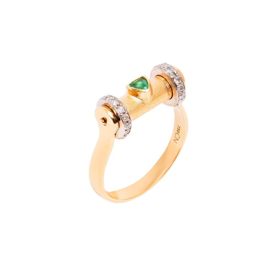 Emerald and Diamond Barrel Ring