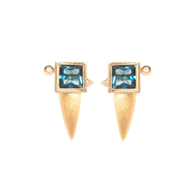 London Topaz and Diamond Tusk Earrings