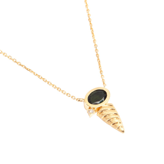 Pink Tourmaline and Diamond Horn Necklace