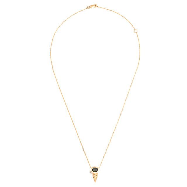 Pink Tourmaline and Diamond Horn Necklace