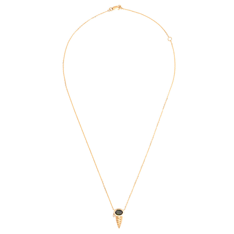 Pink Tourmaline and Diamond Horn Necklace