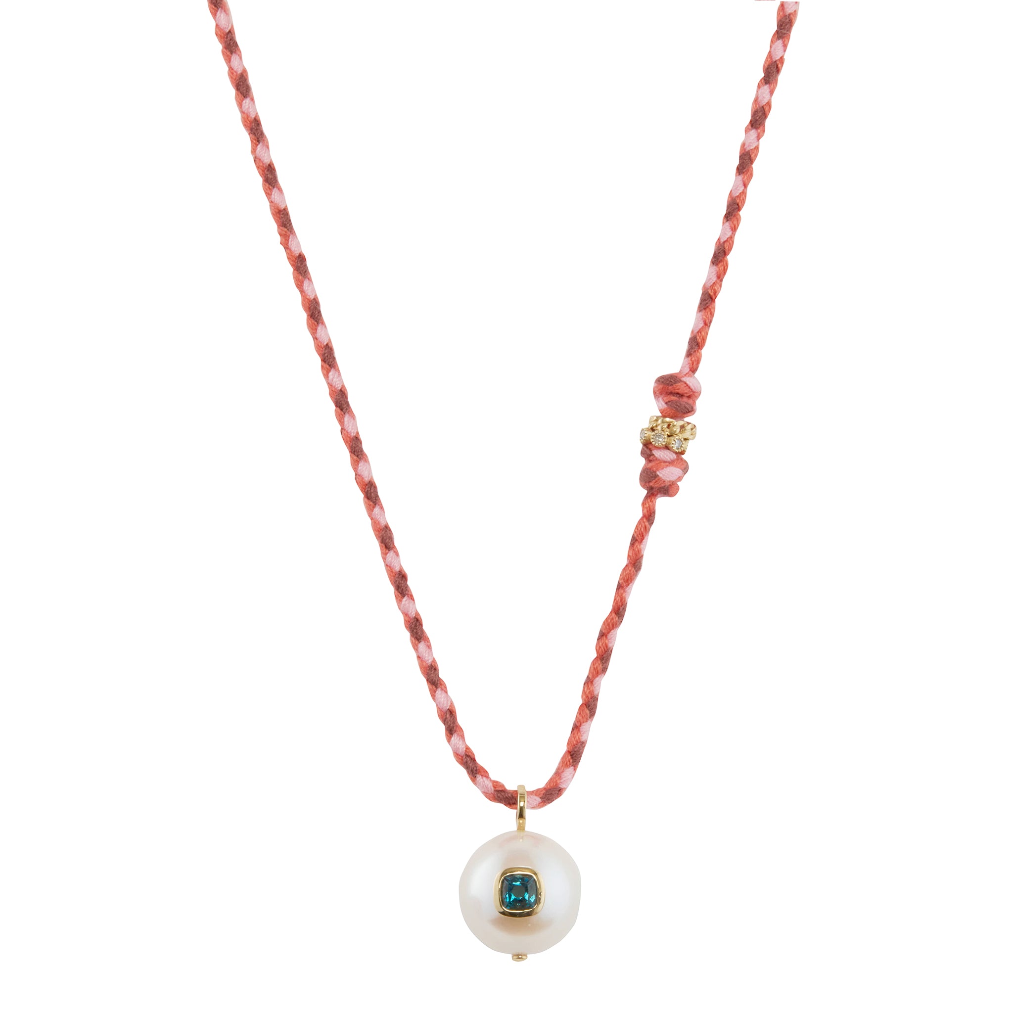Blue Topaz, Diamond, and Pearl Eddie Necklace