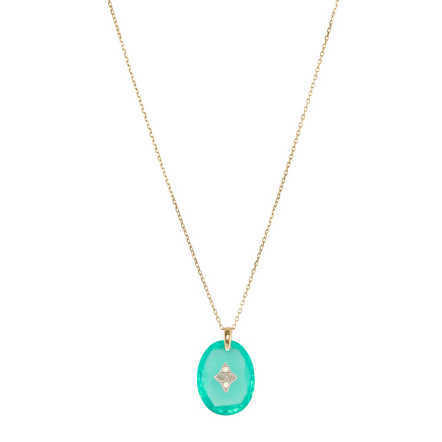 Green Resin Gina Necklace with Diamond