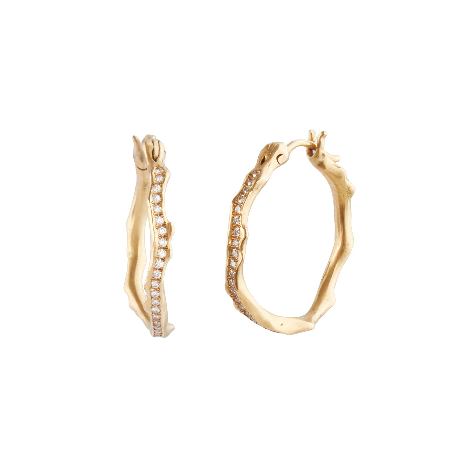 Annette Ferdinandsen Medium Coral Stick Hoop Earrings - Earrings - Broken English Jewelry, front and angled view