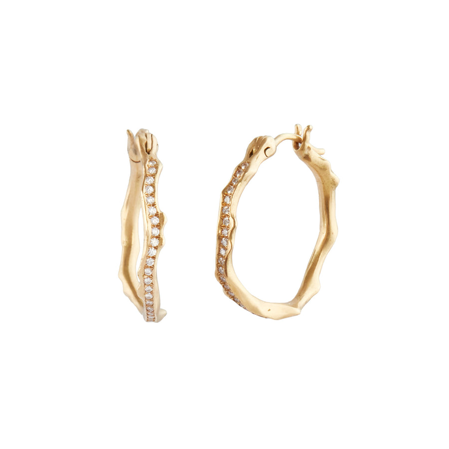 Annette Ferdinandsen Medium Coral Stick Hoop Earrings - Earrings - Broken English Jewelry, front and angled view
