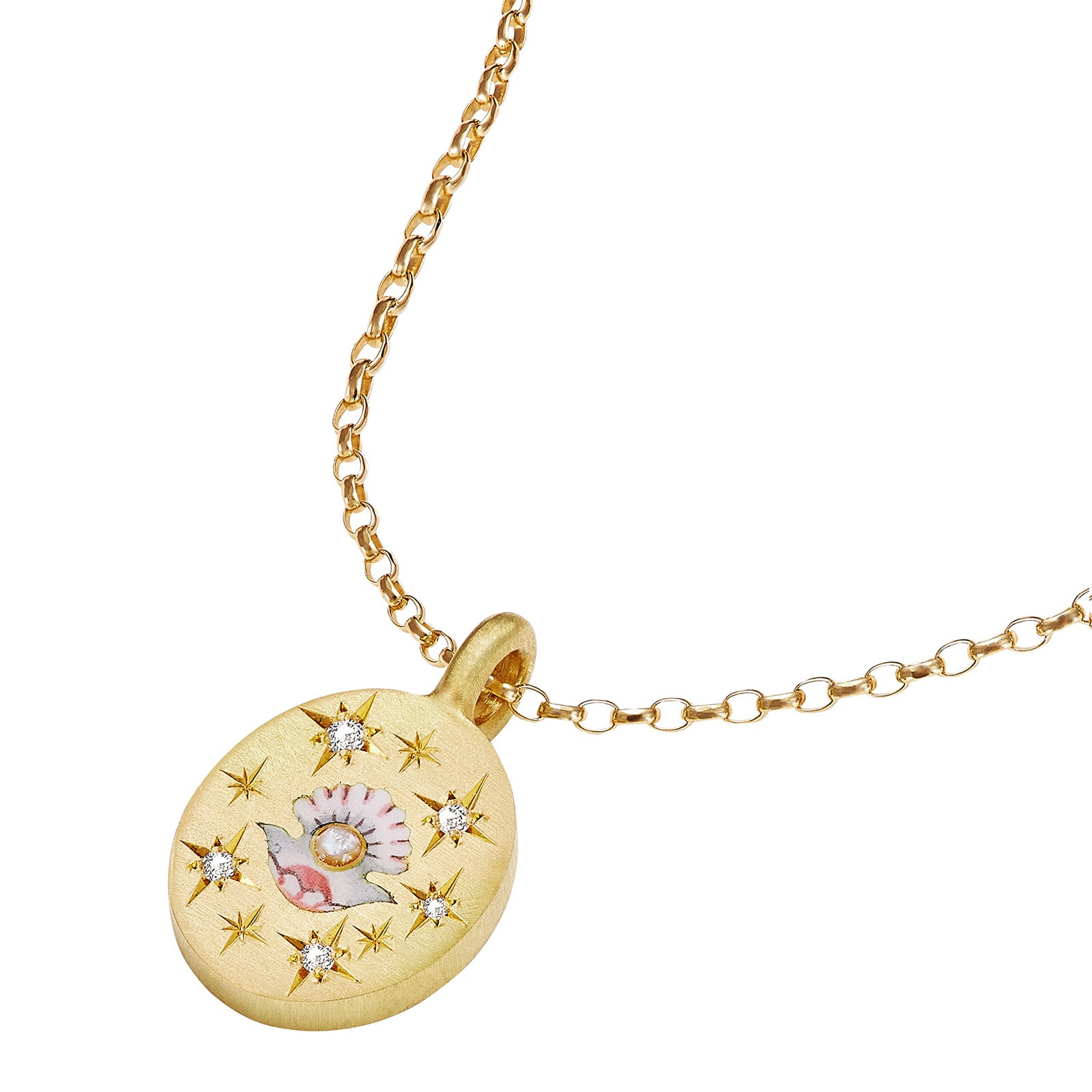 Cece Clam and Pearl Pendant Necklace - Necklaces - Broken English Jewelry detail view