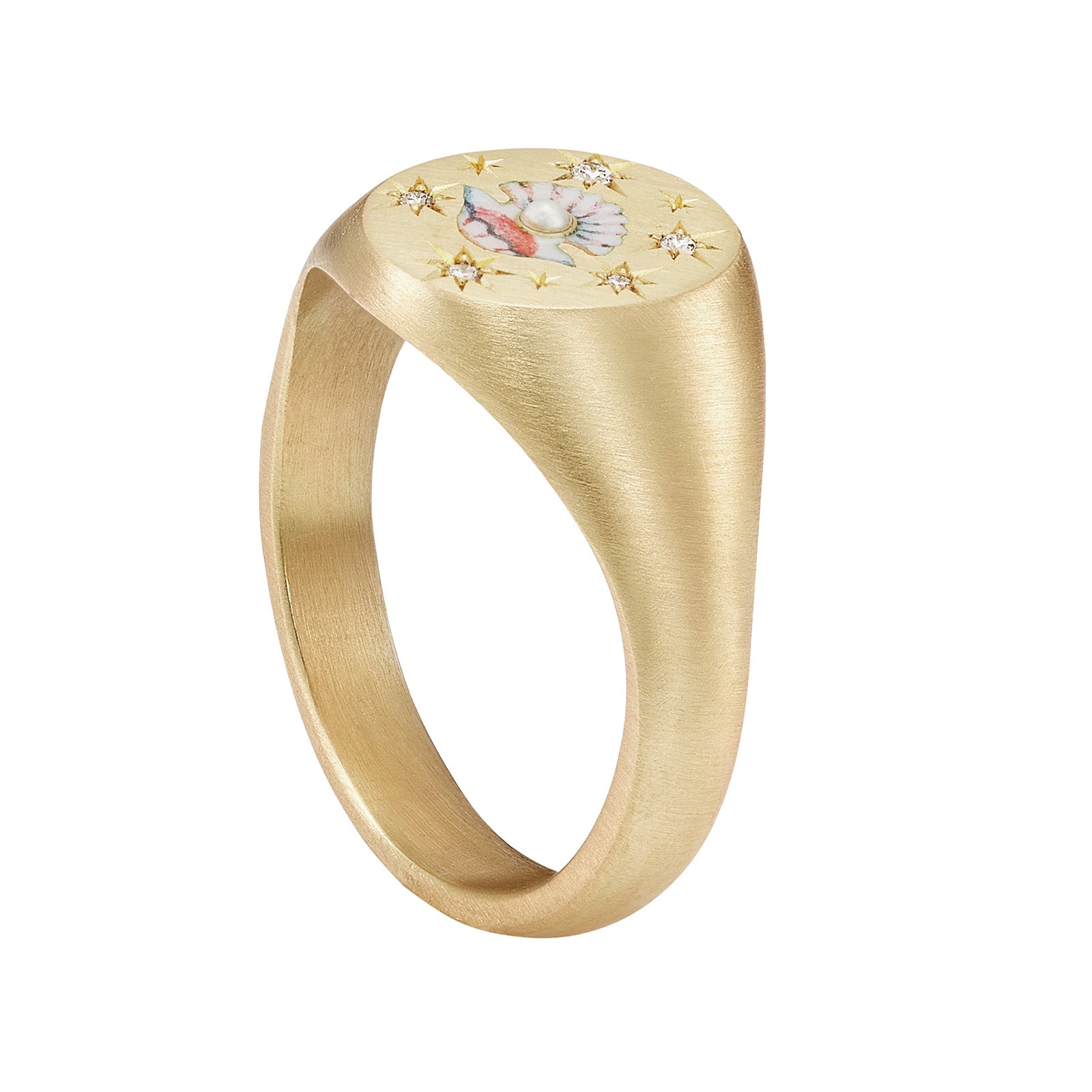 Cece Clam and Pearl Ring - Rings - Broken English Jewelry side view