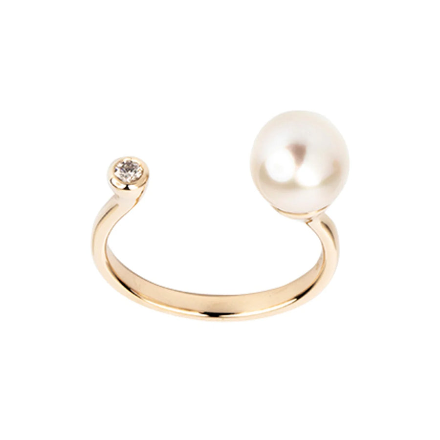 Hirotaka Cuff Ring l - Diamond & South Sea Pearl - Broken English Jewelry